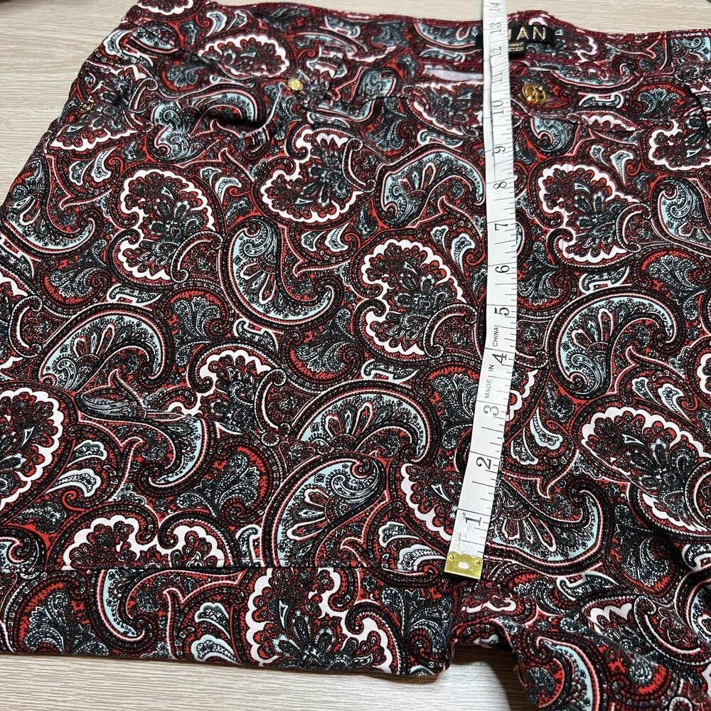 IMAN - Burgundy Paisley Jeans Women's Size 16 Petite Bootcut - Picture 9 of 11